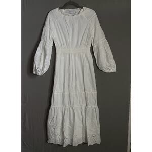 Veiled Collection White Eyelet Long Sleeve Maxi Dress Size XS